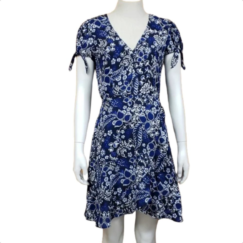 J. Crew Womens Floral Print Blue Dress Size 0 New V-Neck